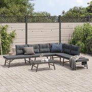vidaXL Set Panche Giardino Cuscini 5pz Nere Acciaio Verniciato Polvere
