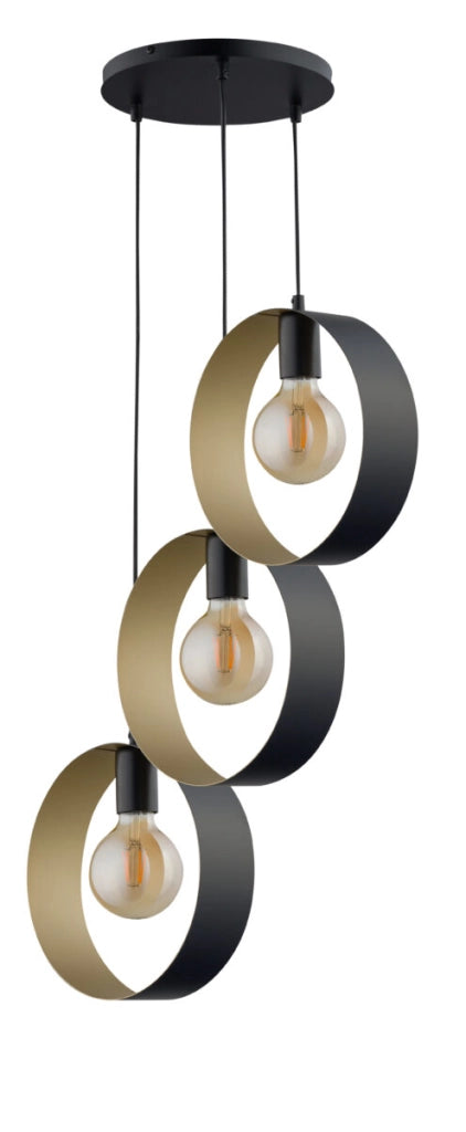 Lampada a sospensione moderna Happy nero oro 3xE27 Sigma