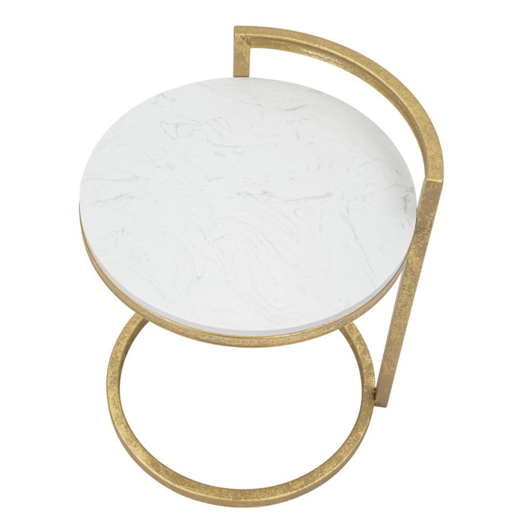 Tavolino VKH531, Bianco, Marmo, 40,5x40,5x50,5 cm