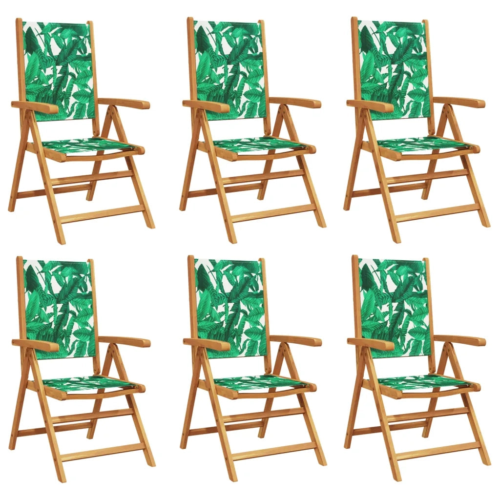 Sedie Giardino Reclinabili 6 pz Verdi Tessuto e Legno Massello 3214551