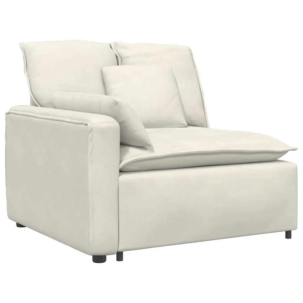 Divano Modulare con Cuscini in Velluto Crema 3321335