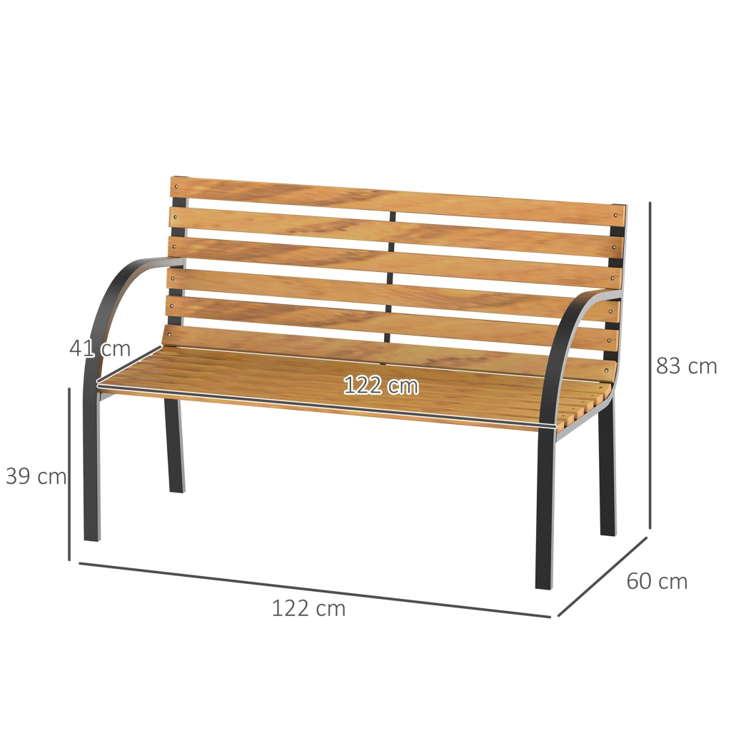 Panchina da Giardino in Legno 2 Posti ¨C zephmum ¨C Naturale e Nero 122x60x83 cm