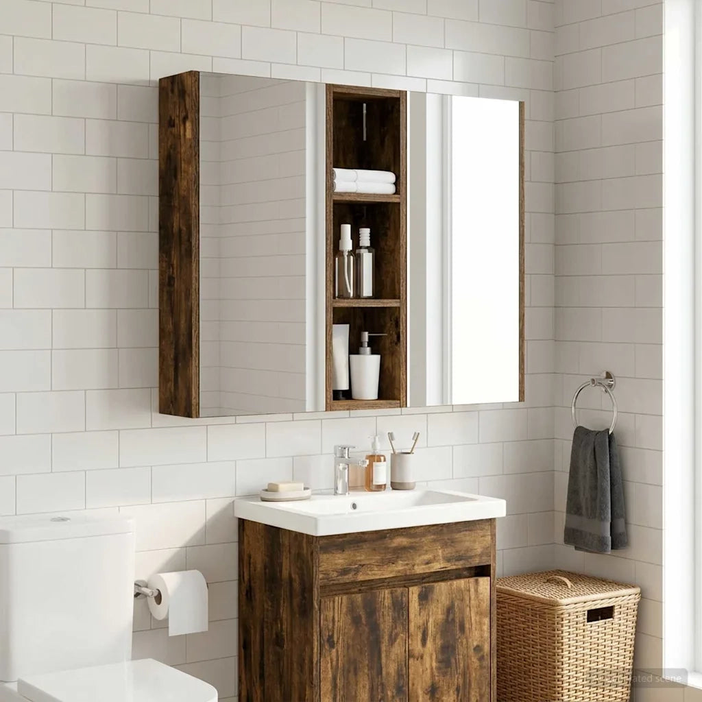 Armadio da bagno a muro Quercia Affumicata 20 x 14 x 70 cm 889299