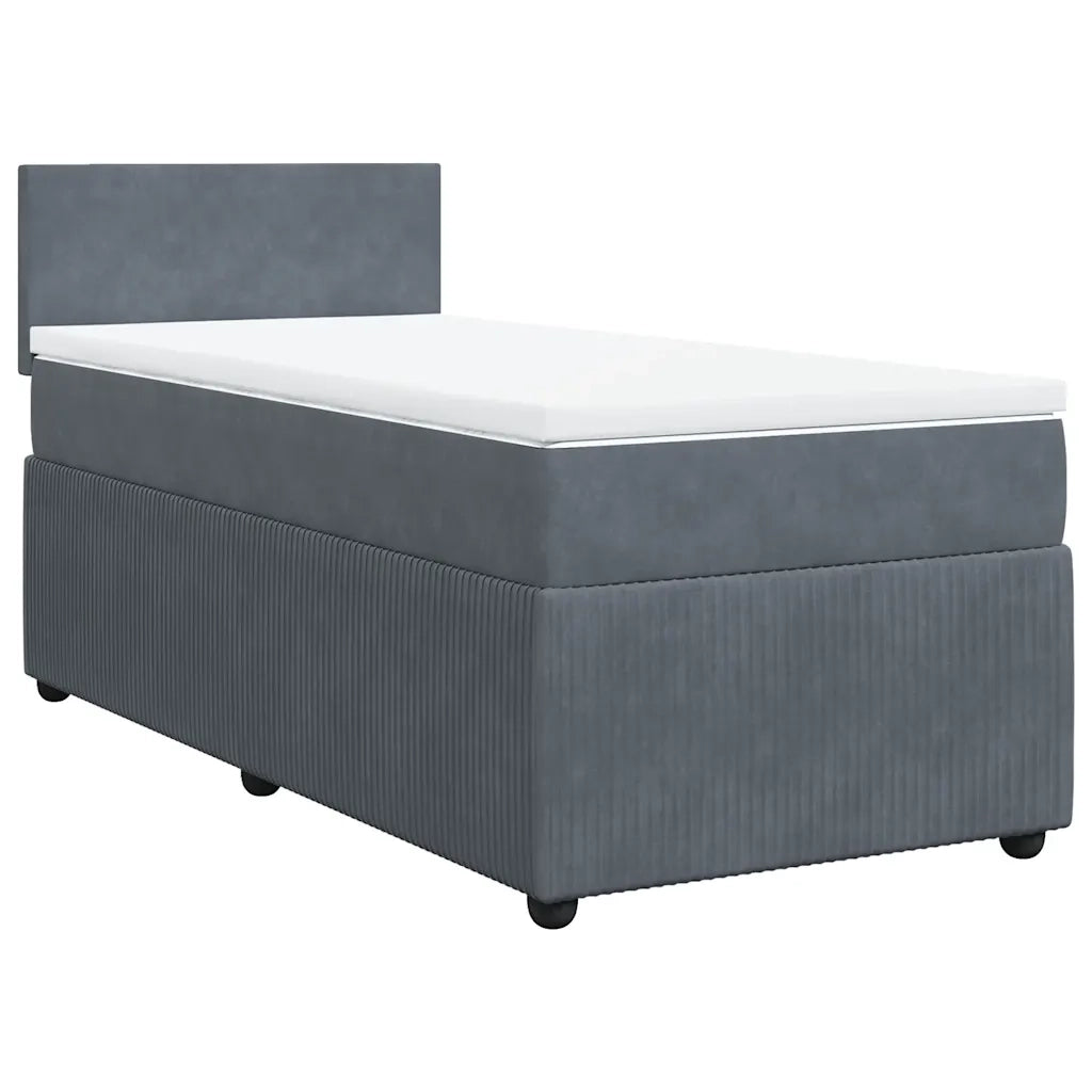 Giroletto a Molle con Materasso Grigio Scuro 90x200 cm Velluto