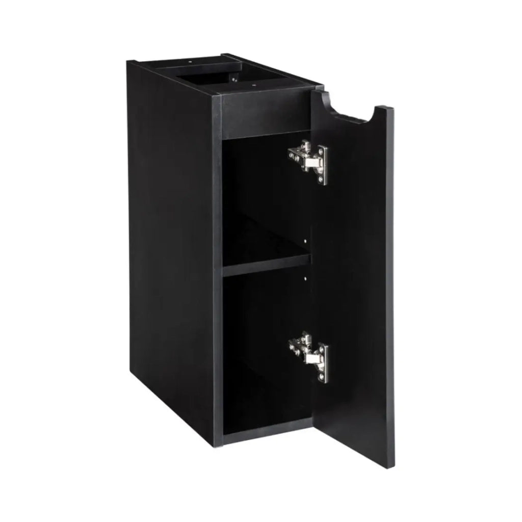 Set da bagno sospeso VANO in rovere chiaro e nero 120cm: mobile sotto lavabo con cassetti e armadietti + piano per lavabo
