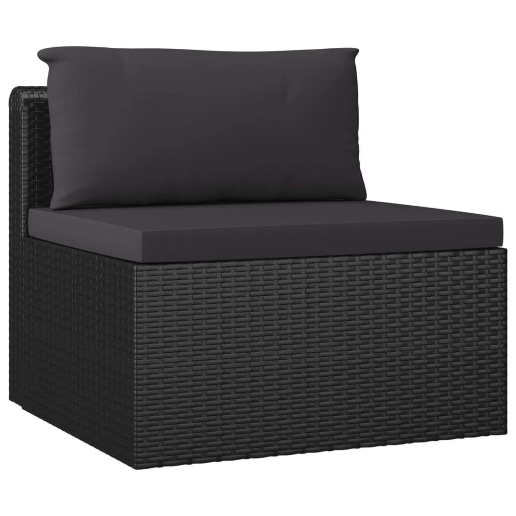 Mobili da giardino mobili da esterno Set di mobili da 9 pezzi con cuscini in resina intrecciata nera 02_0018153