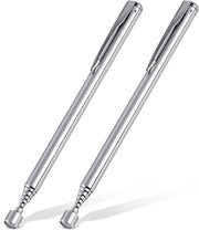 2 pezzi di strumento di raccolta magnetica telescopica, con design clip, asta magnetica estendibile da 5,5" a 24", magneti telescopici in acciaio inossidabile, strumento di raccolta magnetica - argento