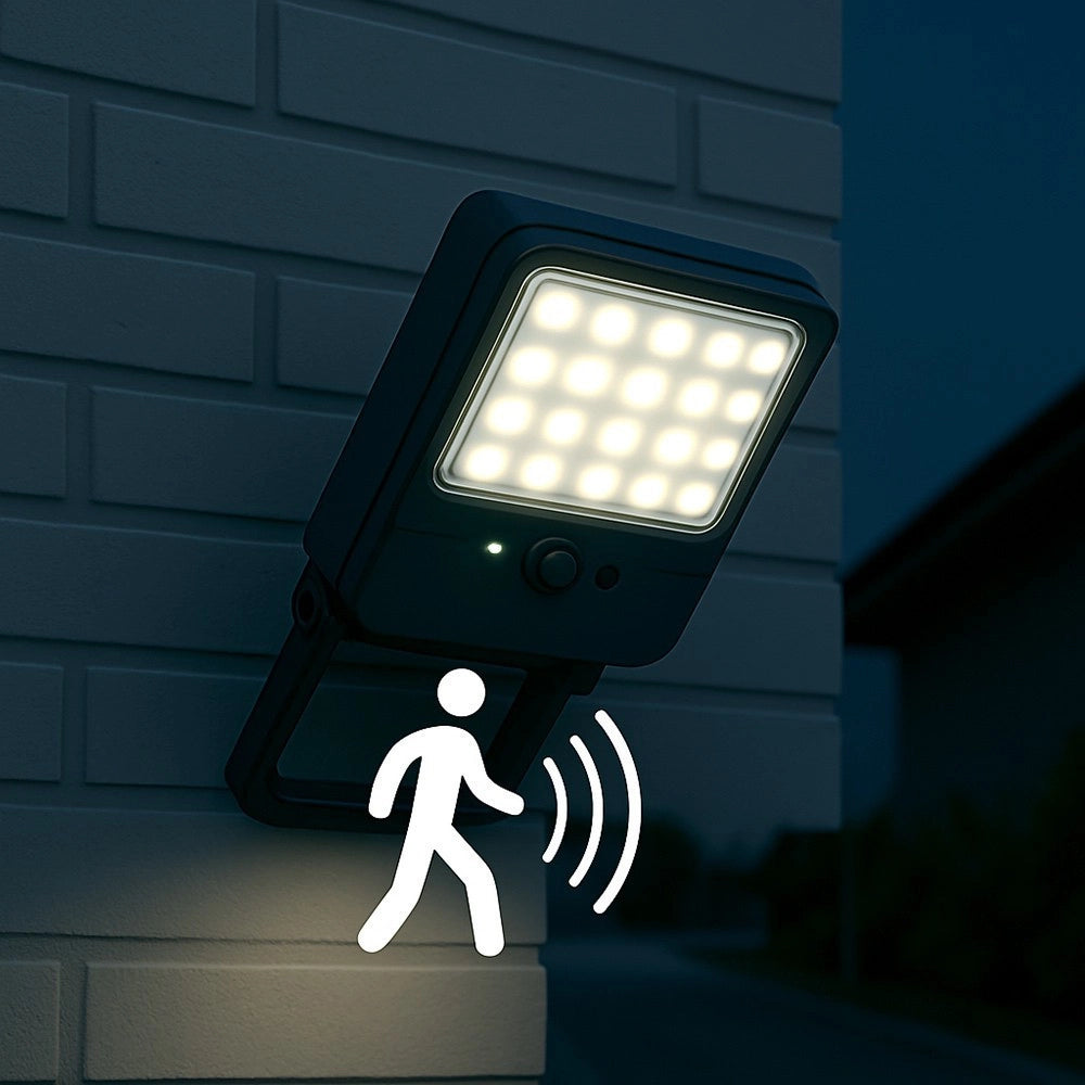 Trade Shop - Lampione Faro Con Pannello Solare 50 Watt Sensore Crepuscolare Luce Fredda Ip65 Es-p-50f -