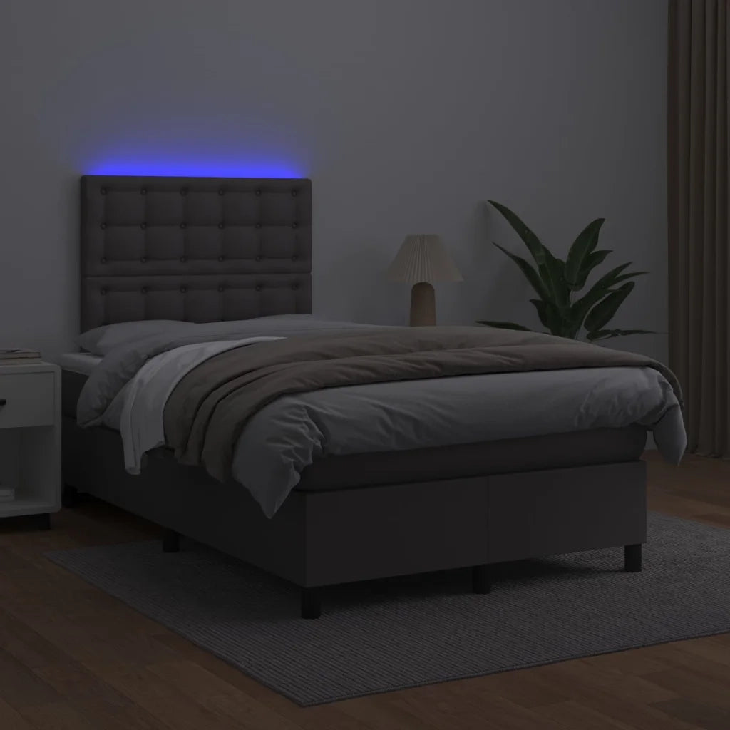 Giroletto Molle con Materasso e LED Grigio 120x200cm Similpelle 3135937