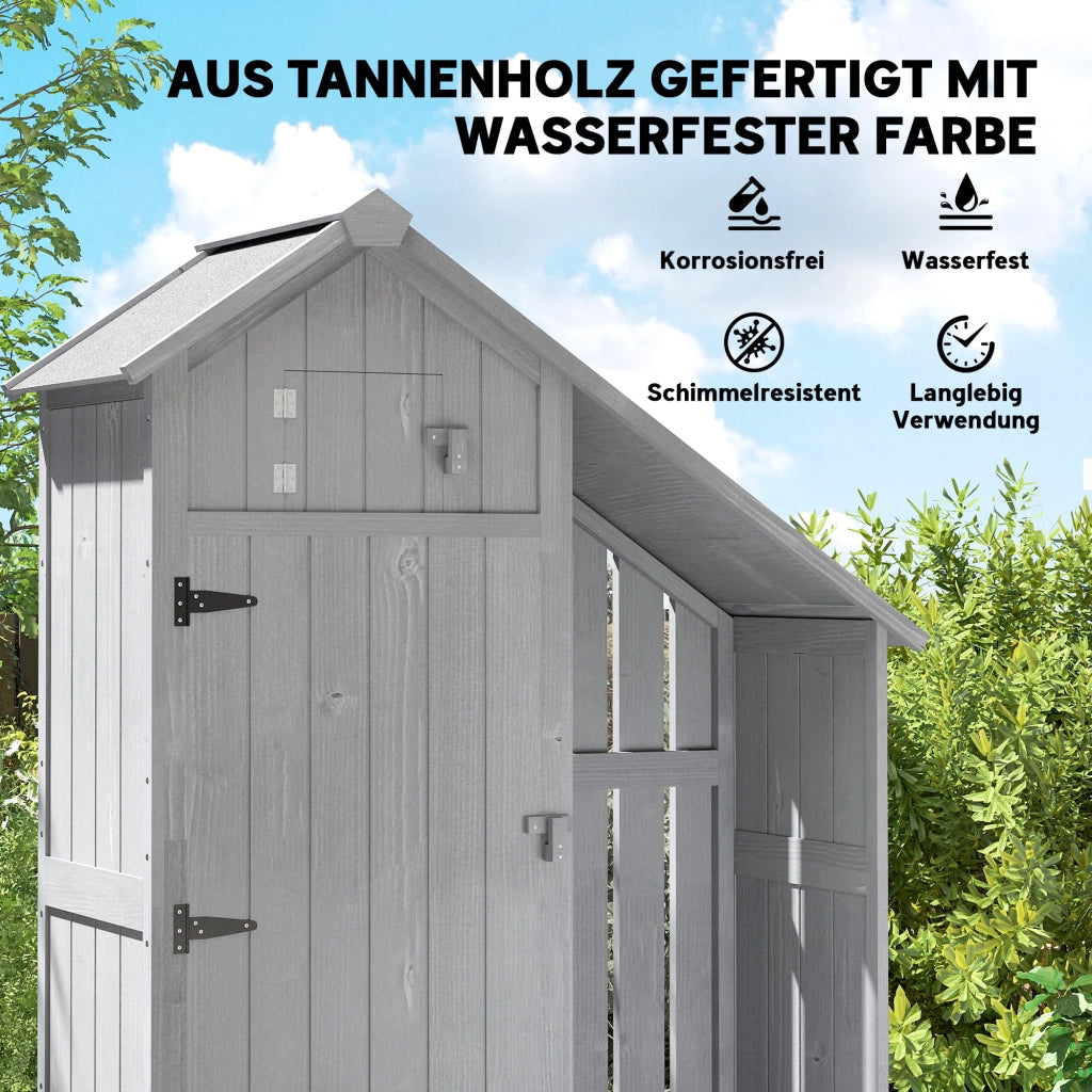 Armadio da giardino in legno ¨C zephmum ¨C 129x51.5x180 cm grigio