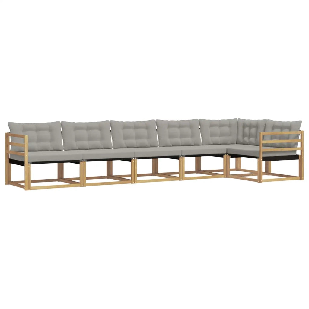 Set di divani da esterno 6 pcs Bianco e Grigio Chiaro