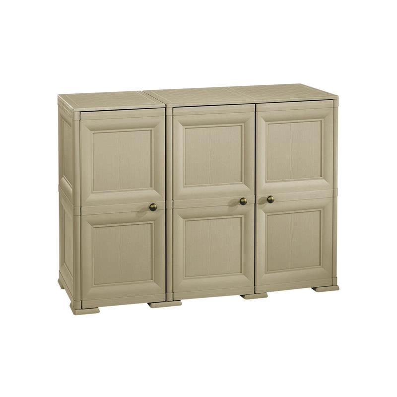 ARMADIO 3 ANTE TALPA 118X43X85,5 CM CON PUNTALI E ANTE EFFETTO LEGNO – MOBILE CONTENITORE SALVASPAZIO PER ZONA GIORNO