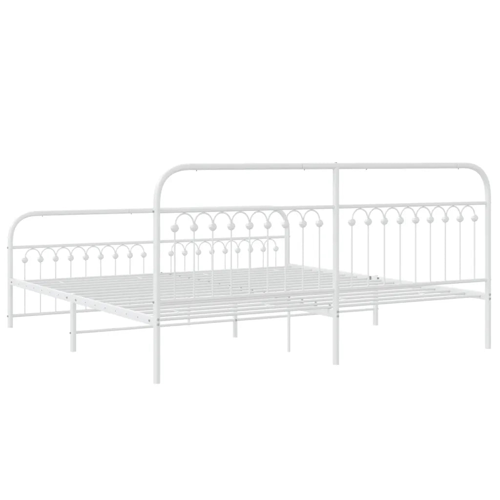 vidaXL Giroletto con Testiera e Pediera Metallo Bianco 193x203 cm