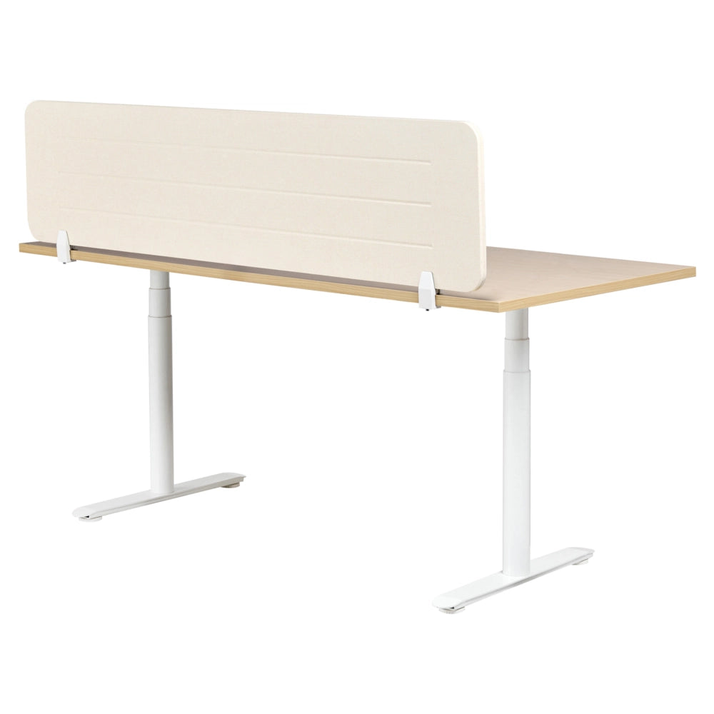 Pannello divisorio Beige Chiaro Copertura in tessuto 160 x 40 cm Schermo acustico Morsetti di montaggio modulari Casa Ufficio