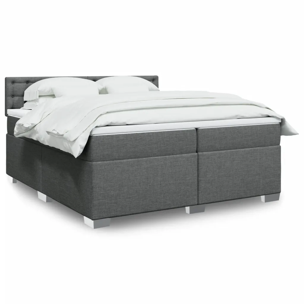 Giroletto a Molle con Materasso Grigio Scuro 200x200 cm Tessuto 3286010