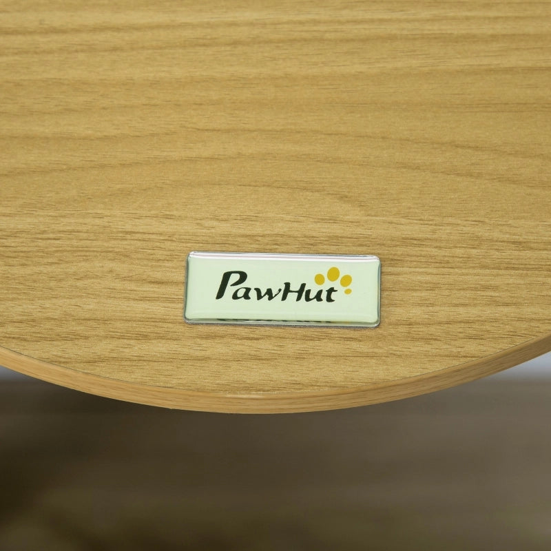 Lettino da parete per gatti con cuscino rimovibile, rotondo, rovere, Ø34 x 10,5 cm