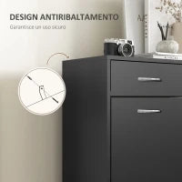 Mobile Scarpiera da 12 Paia con 2 Ripiani Interni Regolabili e 2 Cassetti, in Legno, 80x30x91.5 cm, Nero