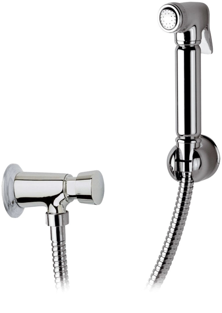 Set doccetta bidet con: doccia a pulsante, flessibile e rubinetto temporizzato