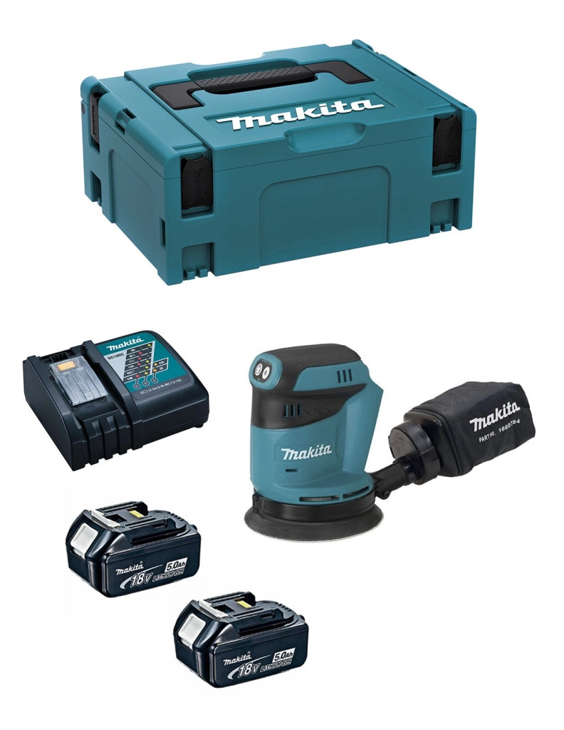 Levigatrice Orbitale MAKITA DBO180RTJ (2 x 5,0 Ah + DC18RC + MAKPAC 2)
