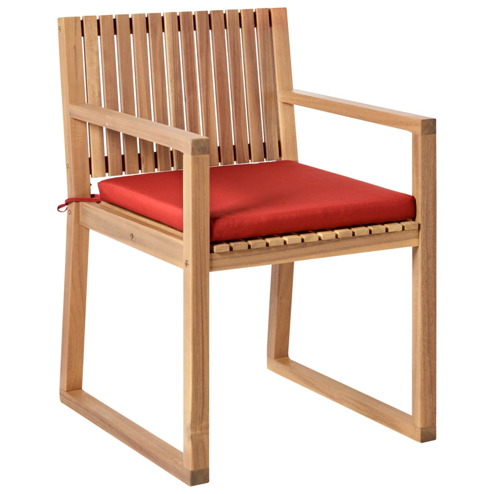 Set da Giardino Legno di Acacia chiaro con Tavolo e 8 Sedie con Cuscini rosso giardino terrazzo