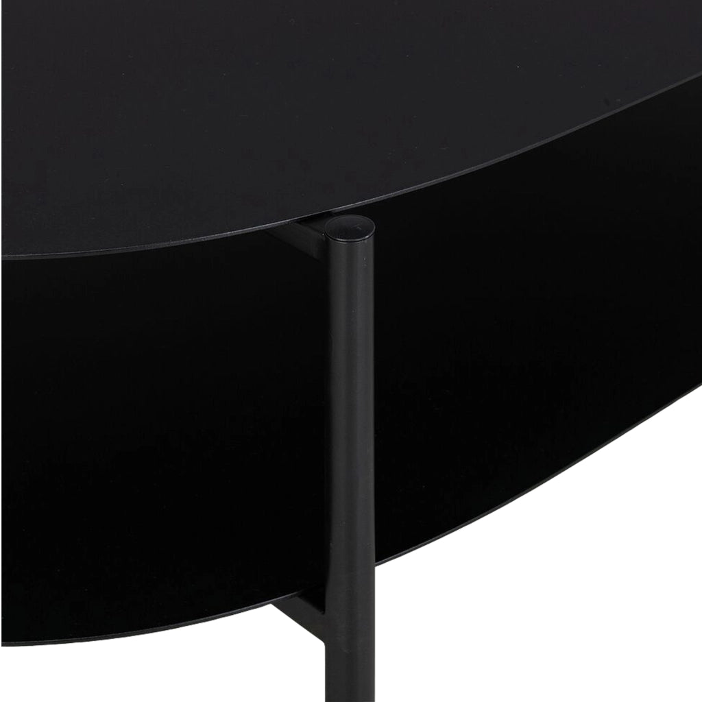 Tavolino Basso Enebakk in Acciaio con Piano Ovale 112 x 62 x 40,5 cm Nero [en.casa]