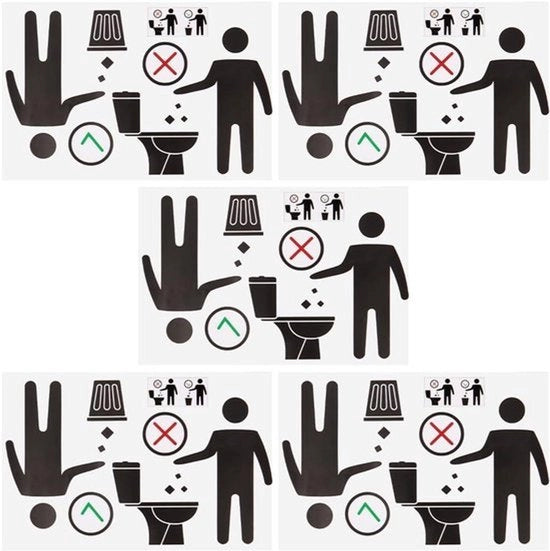 Sticker toilet nero - Perimetrale ammesso - Decalcomanie avviso bagno - Emblemi DIY PVC - Decorazione murale per coperchio toilette per porta e cabina doccia.