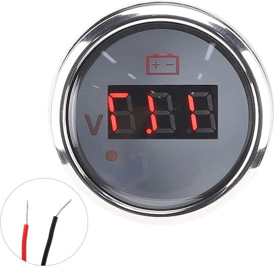 Misuratore di Tensione 2 Pollici Display LED Digitale IP67 Impermeabile Allarme di Alte Tensione Universale per Barca Auto - Bianco .