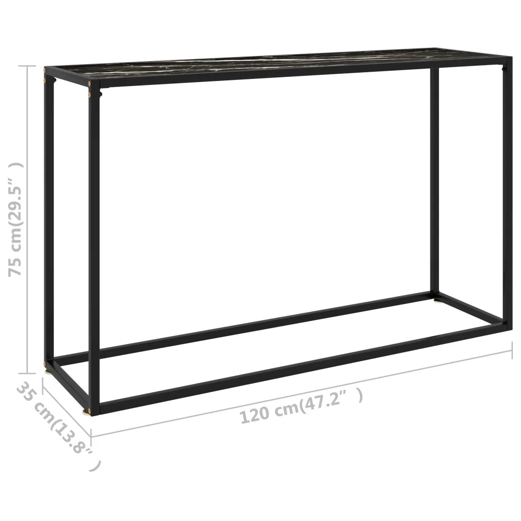 Tavolo Consolle Nero 120x35x75 cm in Vetro Temperato 322818