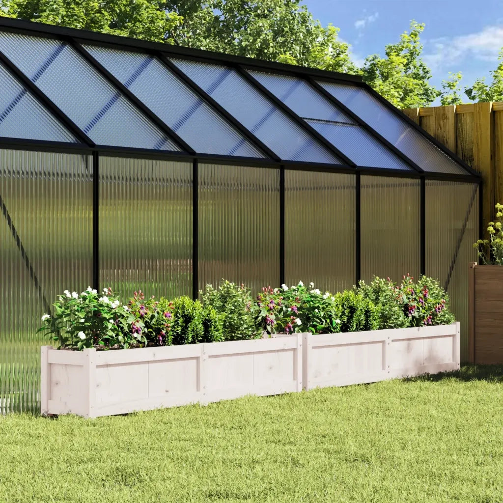 2 pz Fioriere | Cassetta per fiori | Vaso da Giardino Bianche in Legno Massello di Pino