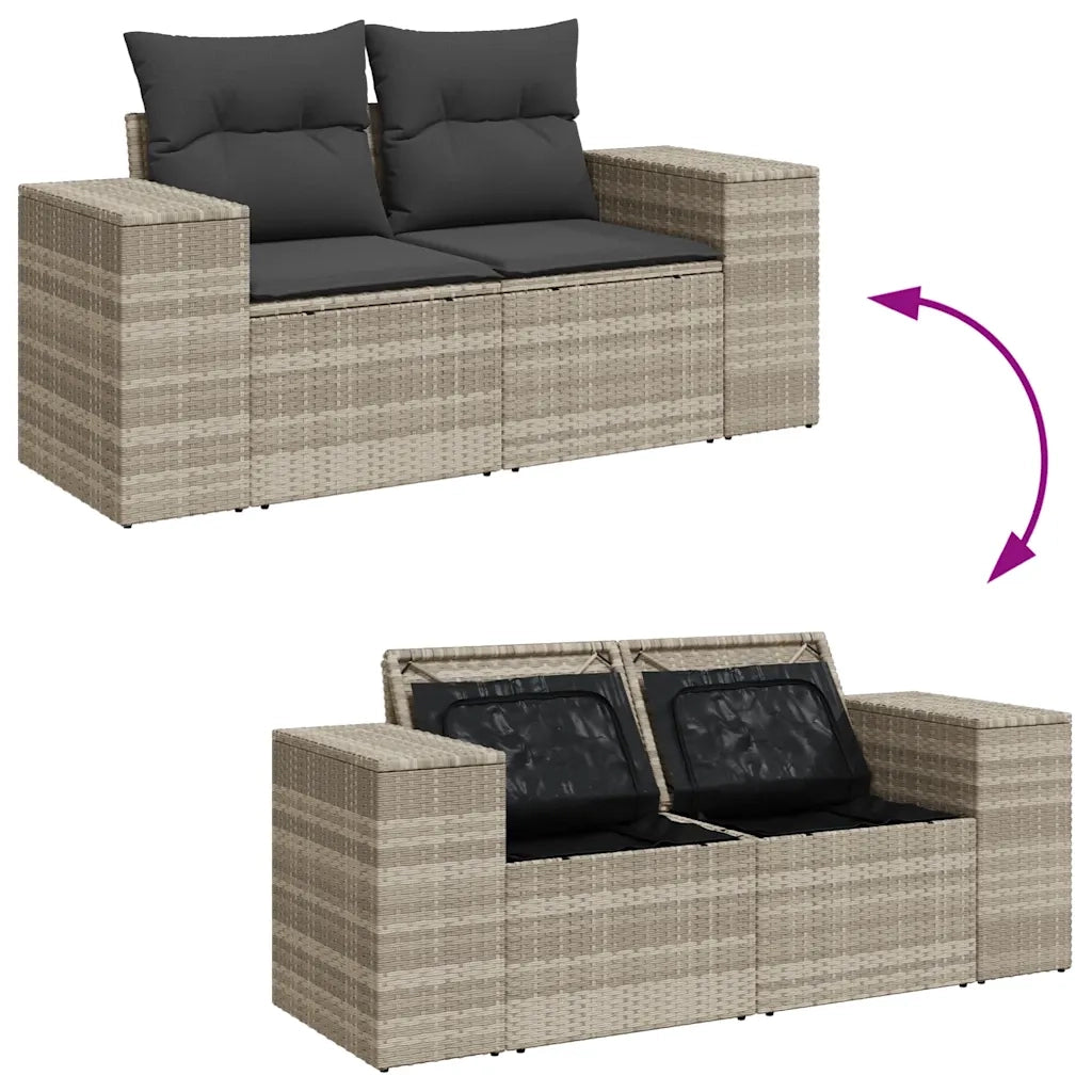 Set Divano da Giardino 9pz con Cuscini Grigio Chiaro Polyrattan 3326773