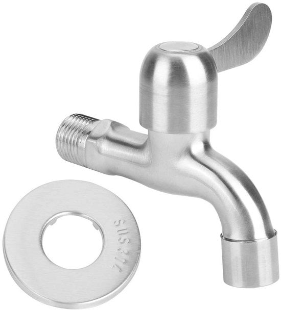 Rubinetto a singolo manico per getto d'acqua fredda, installabile a parete, con guarnizione G1/2, in acciaio inossidabile, per cucina o bagno, progettato per durata.