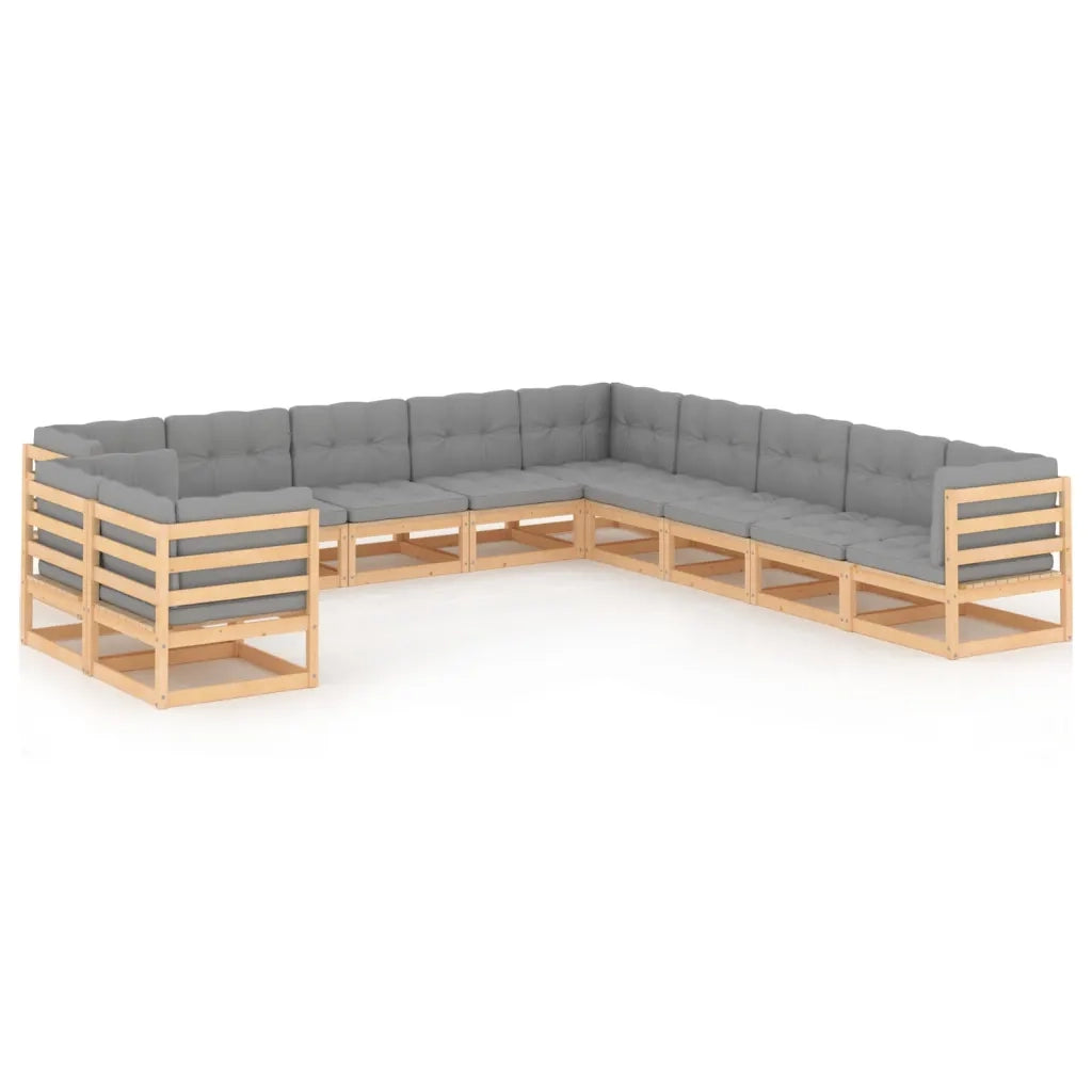 Set Divani da Giardino 11 pz con Cuscini Legno Massello di Pino cod mxl 44833