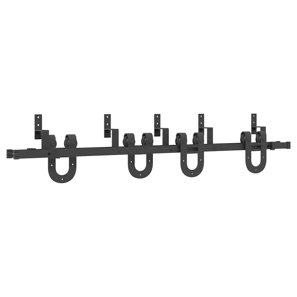 Kit di Binari per Porte Scorrevoli 183 cm Acciaio Nero 3295733