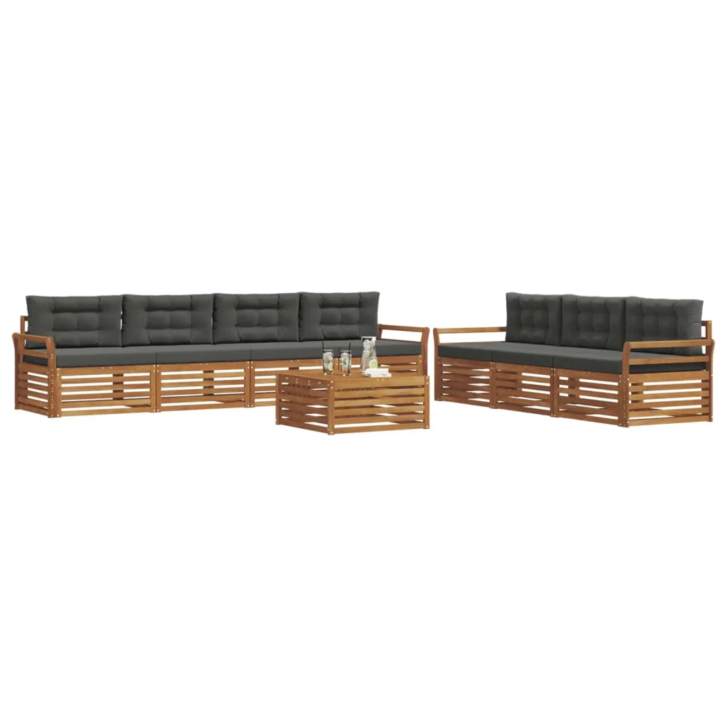 Set di divani da esterno con cuscino 8 pcs Naturale e Antracite 3373142