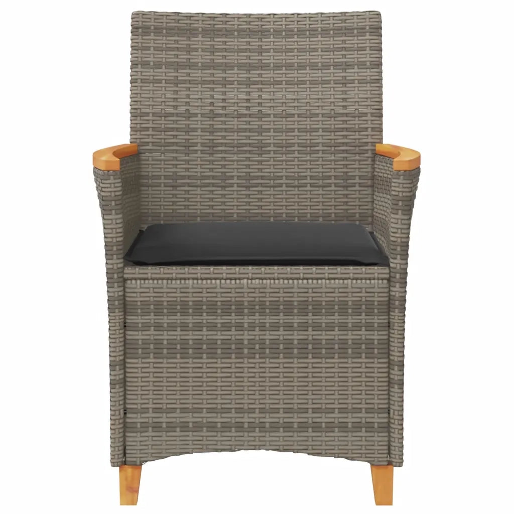 Sedie Giardino con Cuscini 2 pz | Sedie da Esterno Grigie Polyrattan Legno Massello