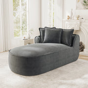 Divano modulare in ciniglia grigio chaise longue sinistra con cuscini