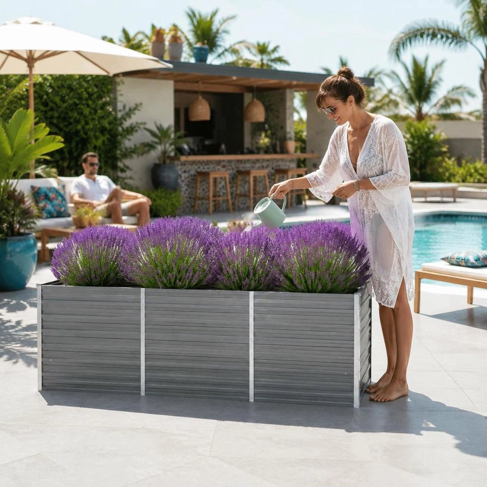 Garden Raised Bed Galvanized Steel 240x80x77 Cm Gray
