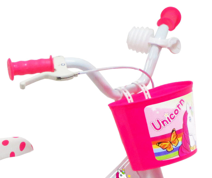 Bicicletta per Bambina 12" 1 Freno Gomme in EVA Unicorno Bianca/Rosa