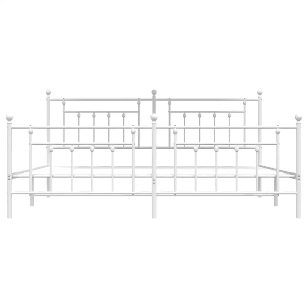 Giroletto con Testiera e Pediera Metallo Bianco 193x203 cm 353610