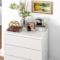 Cassettiera 4 Cassetti in Truciolato con Guide in Metallo e Maniglie Scanalate, 60x40x80 cm, Bianco