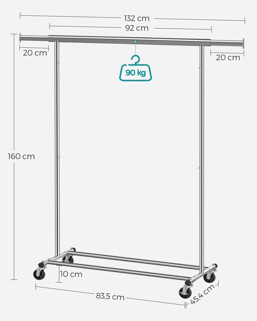 Set di 2 appendiabiti in acciaio 45,4 x (92-132) x 160 cm massimo 90 kg con ruote 12_0003722