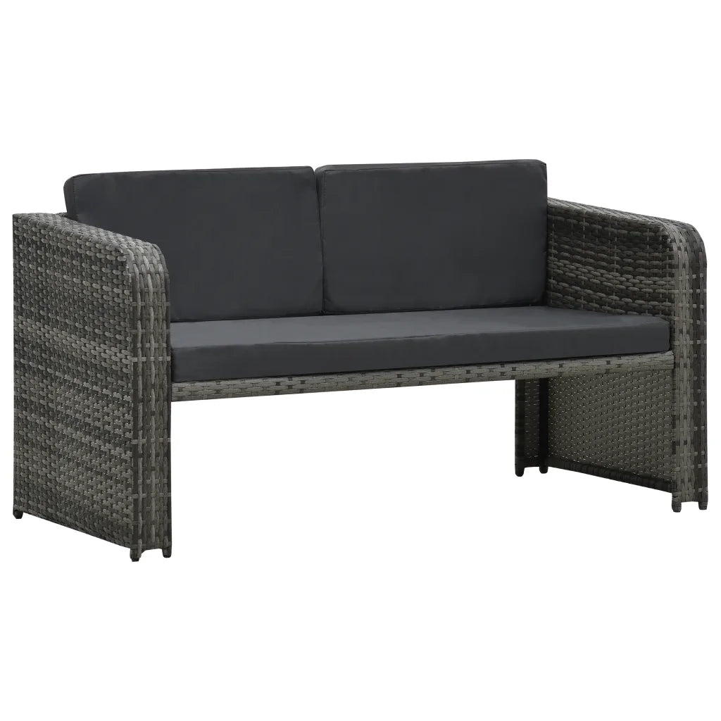 Set Divani da Giardino 4 pz con Cuscini in Polyrattan Antracite cod mxl 41029