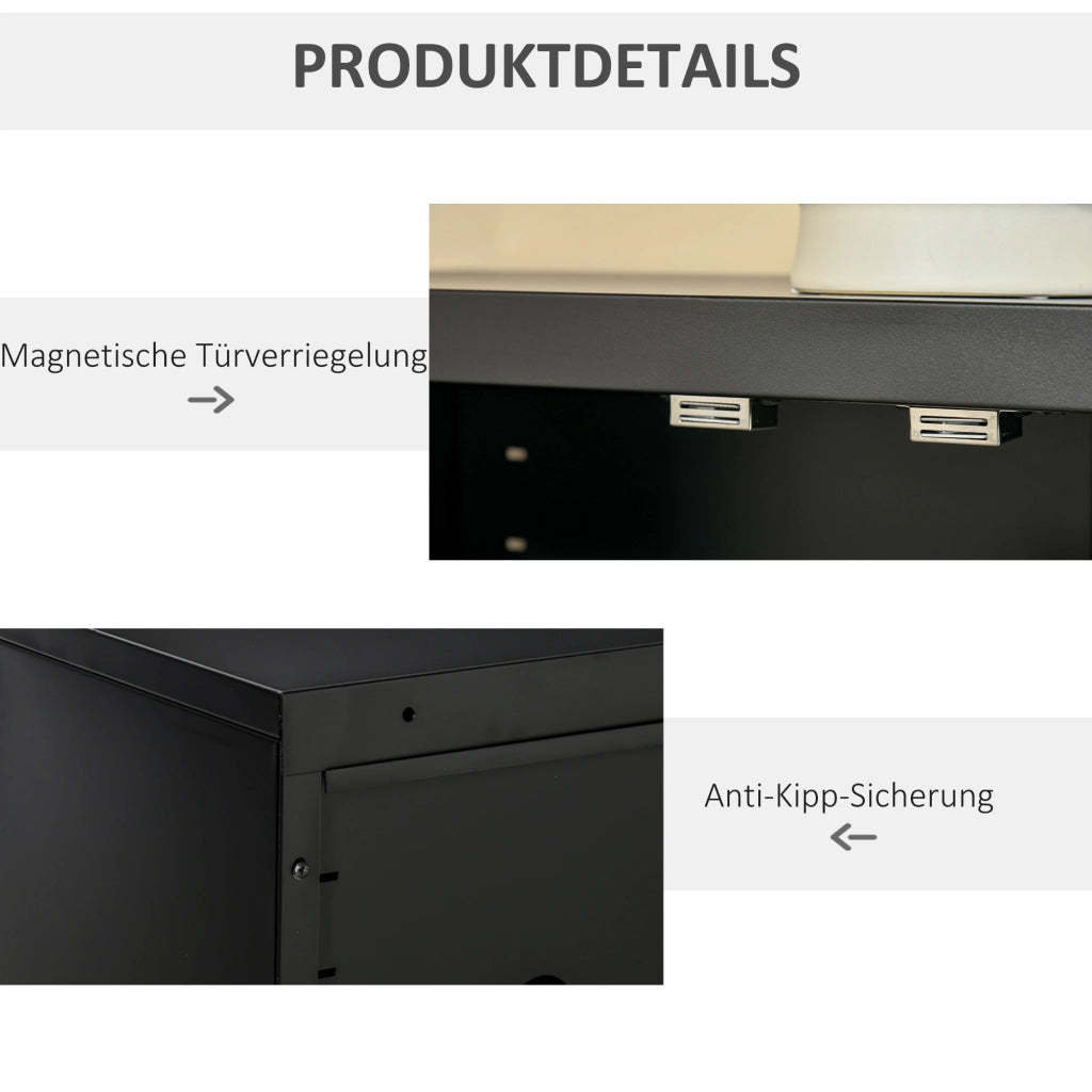 ARMADIO 75x33x110 cm in metallo nero con 2 ripiani regolabili