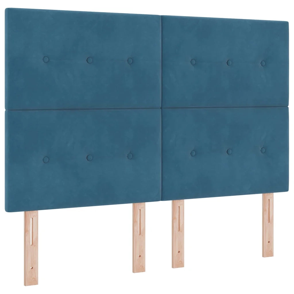 Letto a Sorgente LED Blu Scuro 160 x 200 cm Tessuto