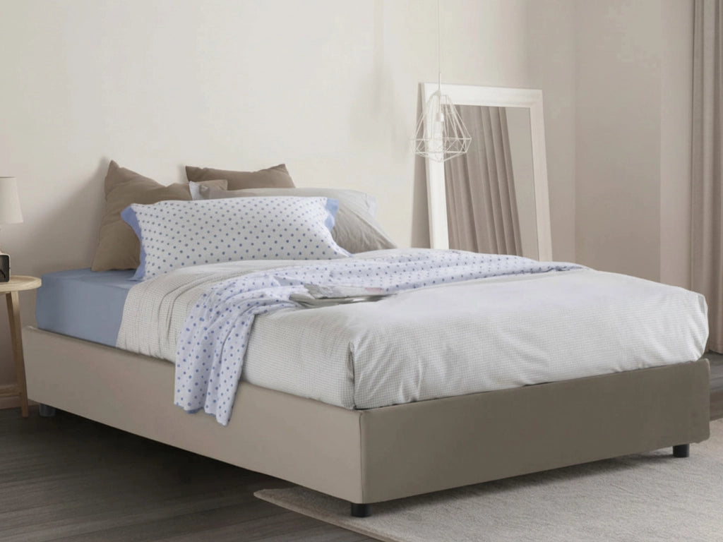 Arbo, Letto Piazza e Mezza Contenitore Made in Italy, Grigio Tortora