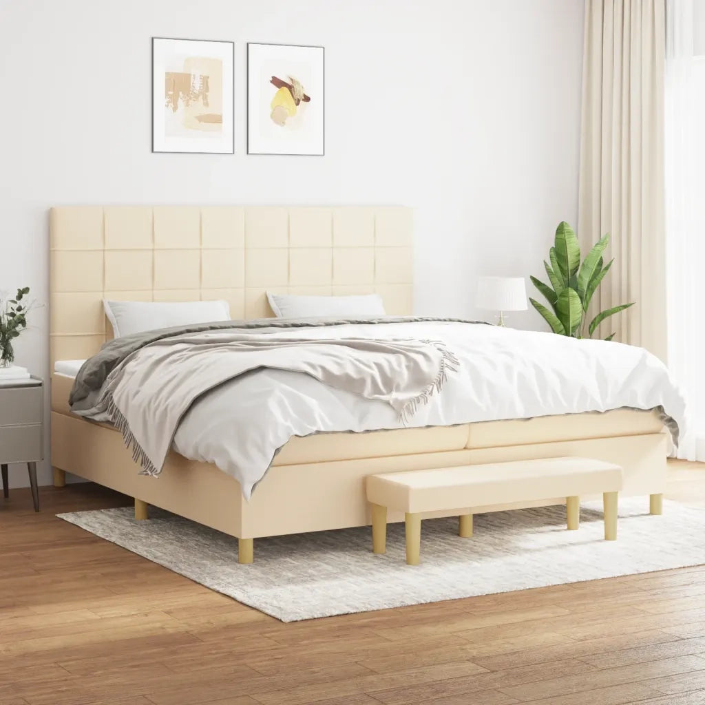 Giroletto a Molle con Materasso Crema 200x200 cm in Tessuto cod mxl 63084