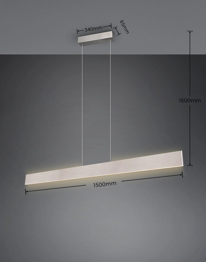 Lampadario lineare 150cm nichel LED 35W CCT Trio Galway