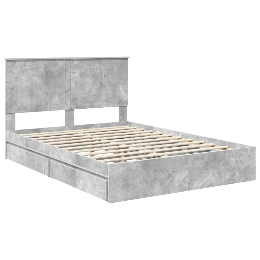 Letto con Contenitore con testiera Grigio cemento 135 x 190 cm 3411218