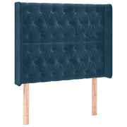Testiera | Testata ad Orecchio Blu Scuro 103x16x118/128 cm in Velluto