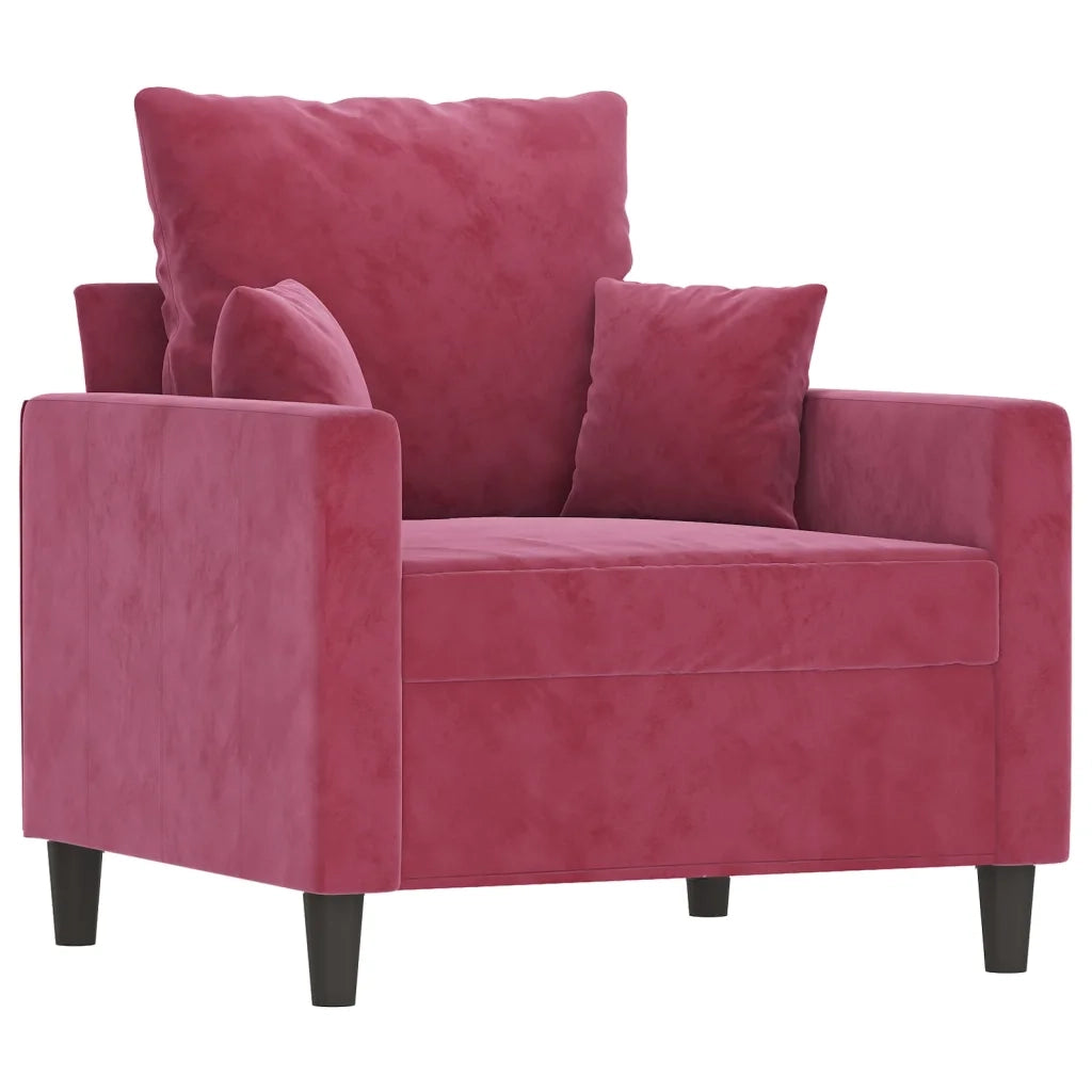 Poltrona con Poggiapiedi Rosso Vino 60 cm in Velluto